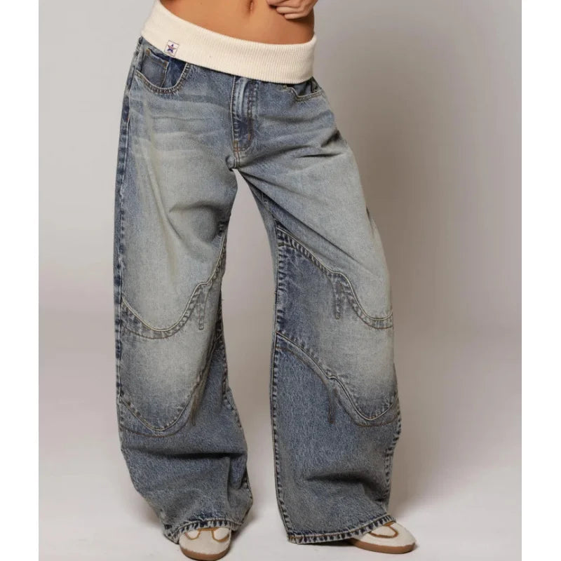 Loose Fit Women's Trousers with High Waistband
