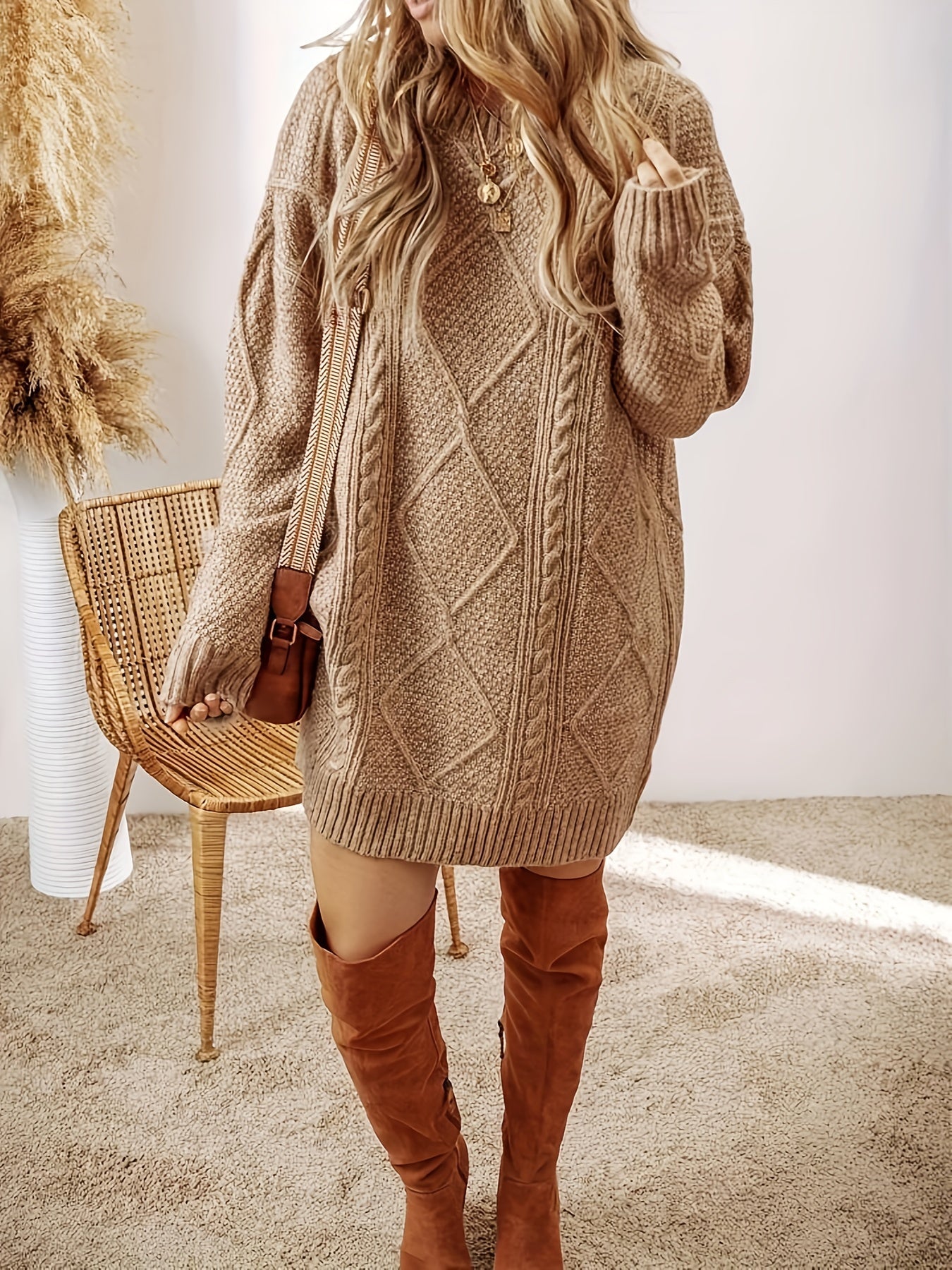 Casual V Neck Knit Women's Dress