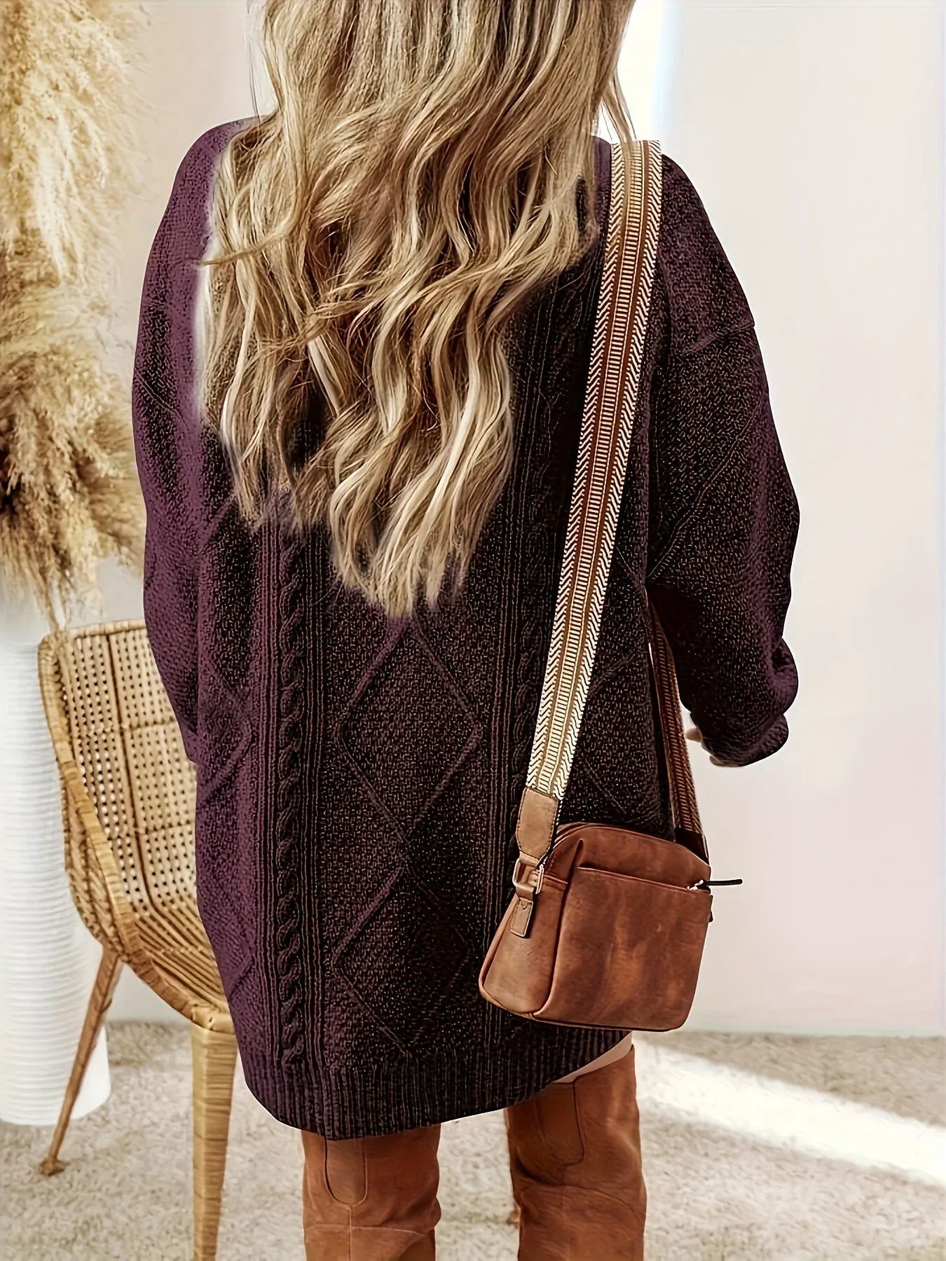 Casual V Neck Knit Women's Dress