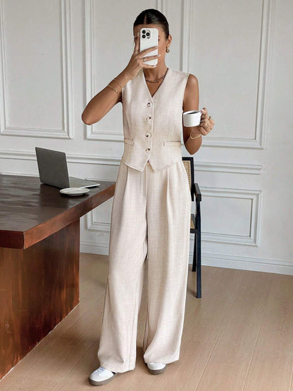 Women's 2 Piece Summer Outfit Tank Top and Wide Pants - Nocini