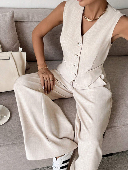 Women's 2 Piece Summer Outfit Tank Top and Wide Pants