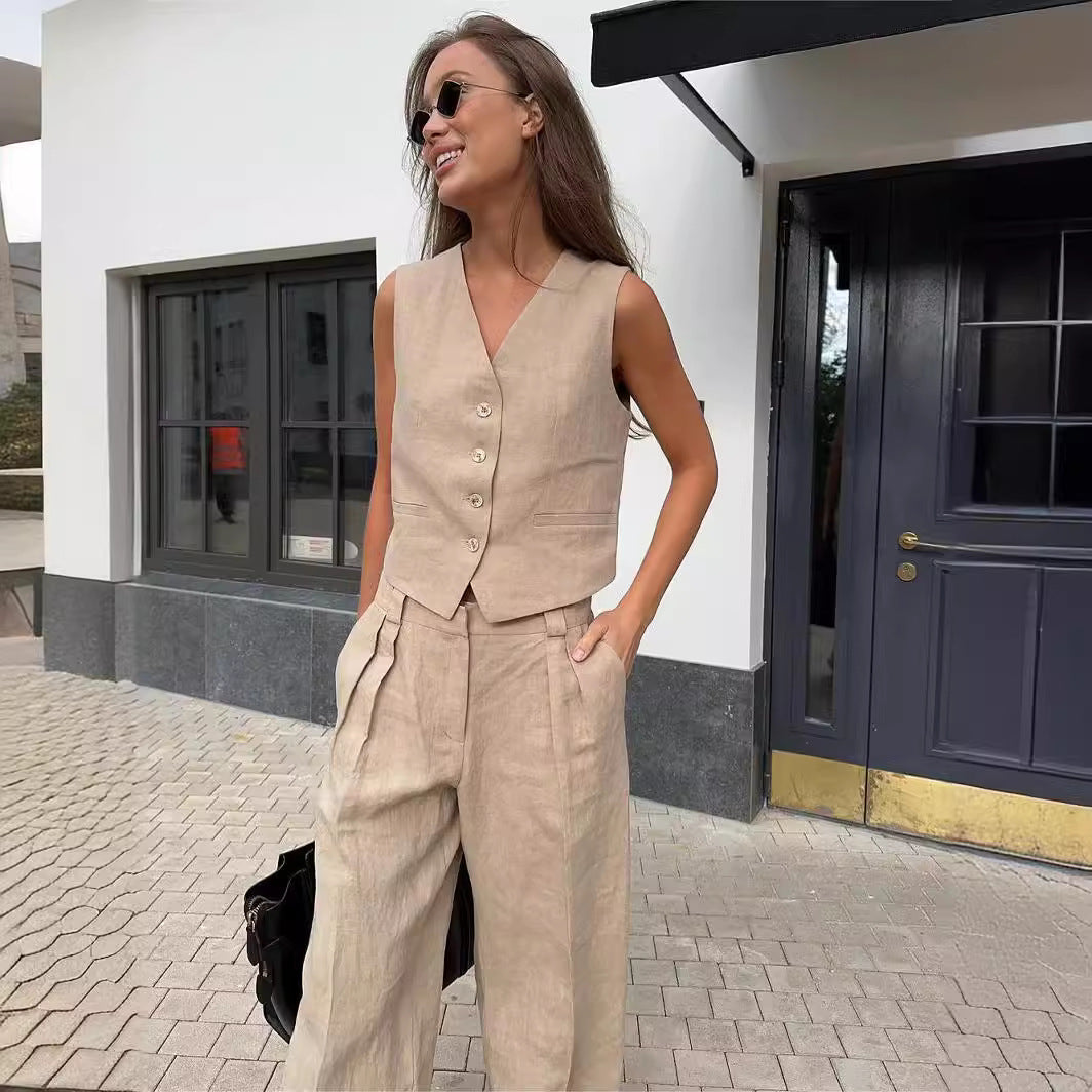 Women's 2 Piece Summer Outfit Tank Top and Wide Pants
