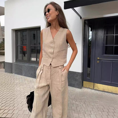 Women's 2 Piece Summer Outfit Tank Top and Wide Pants