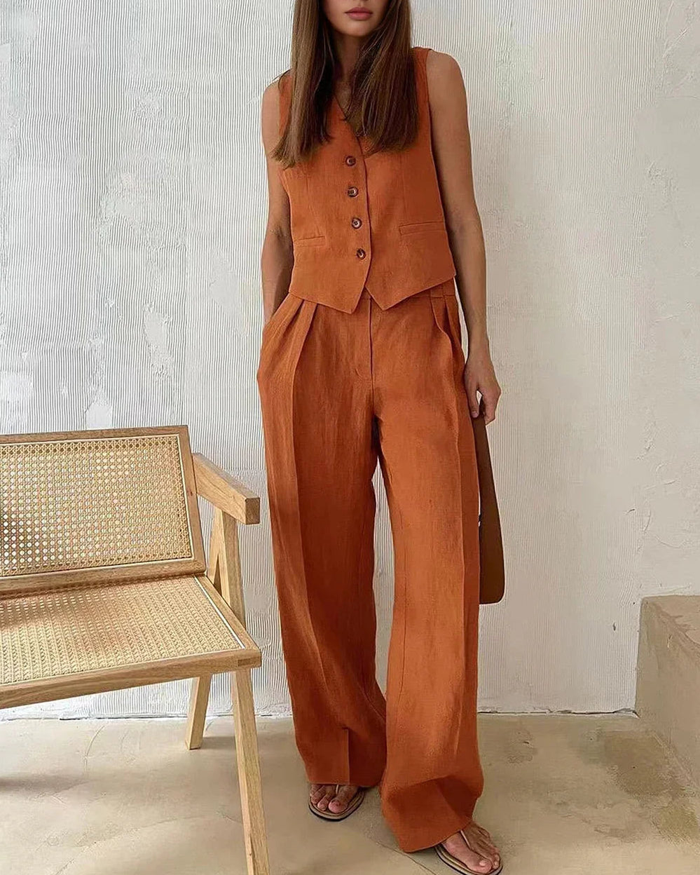 Women's 2 Piece Summer Outfit Tank Top and Wide Pants