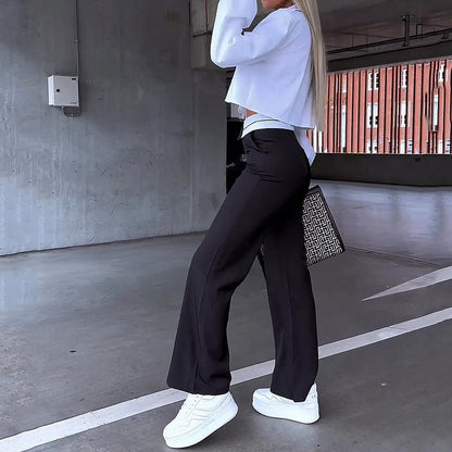 Ladies 2 Piece Crop Top and High Waist Pants