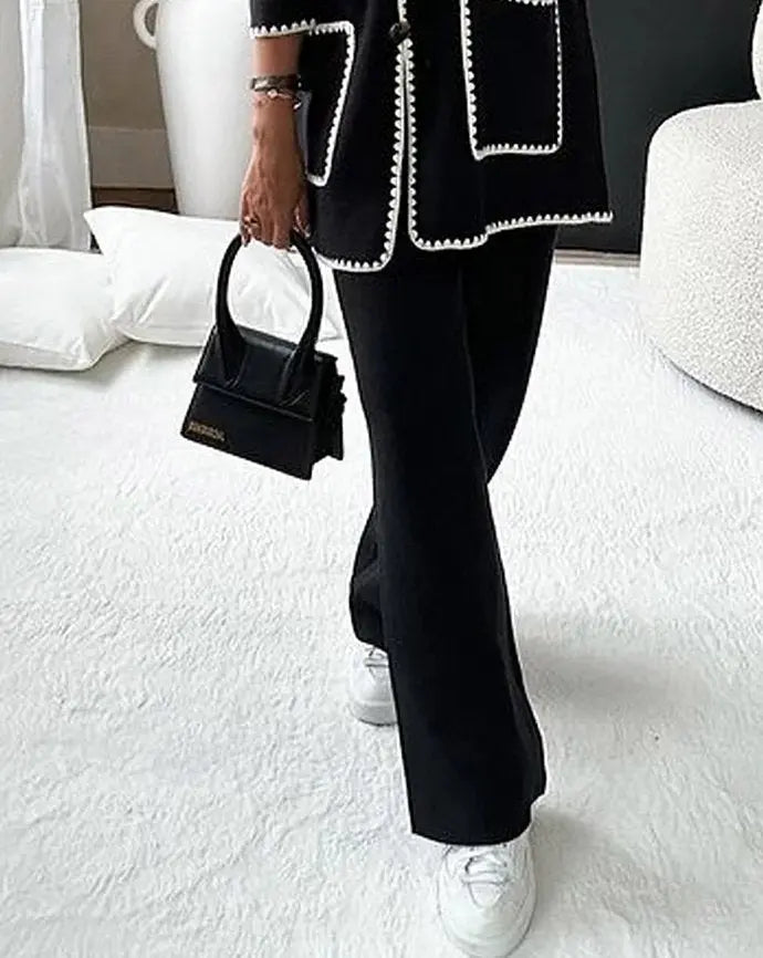 Ladies 2 Piece Suit with Blazer and Flare Trousers