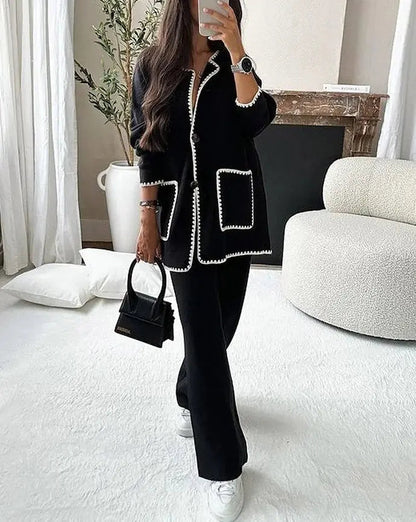 Ladies 2 Piece Suit with Blazer and Flare Trousers