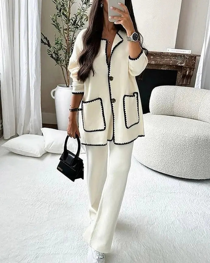 Ladies 2 Piece Suit with Blazer and Flare Trousers - Nocini