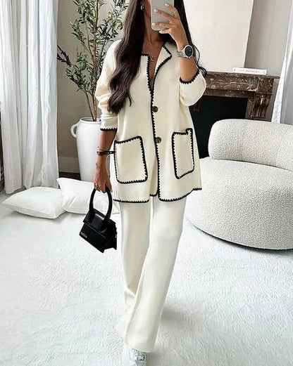 Ladies 2 Piece Suit with Blazer and Flare Trousers - Nocini