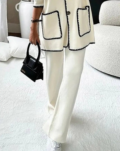 Ladies 2 Piece Suit with Blazer and Flare Trousers