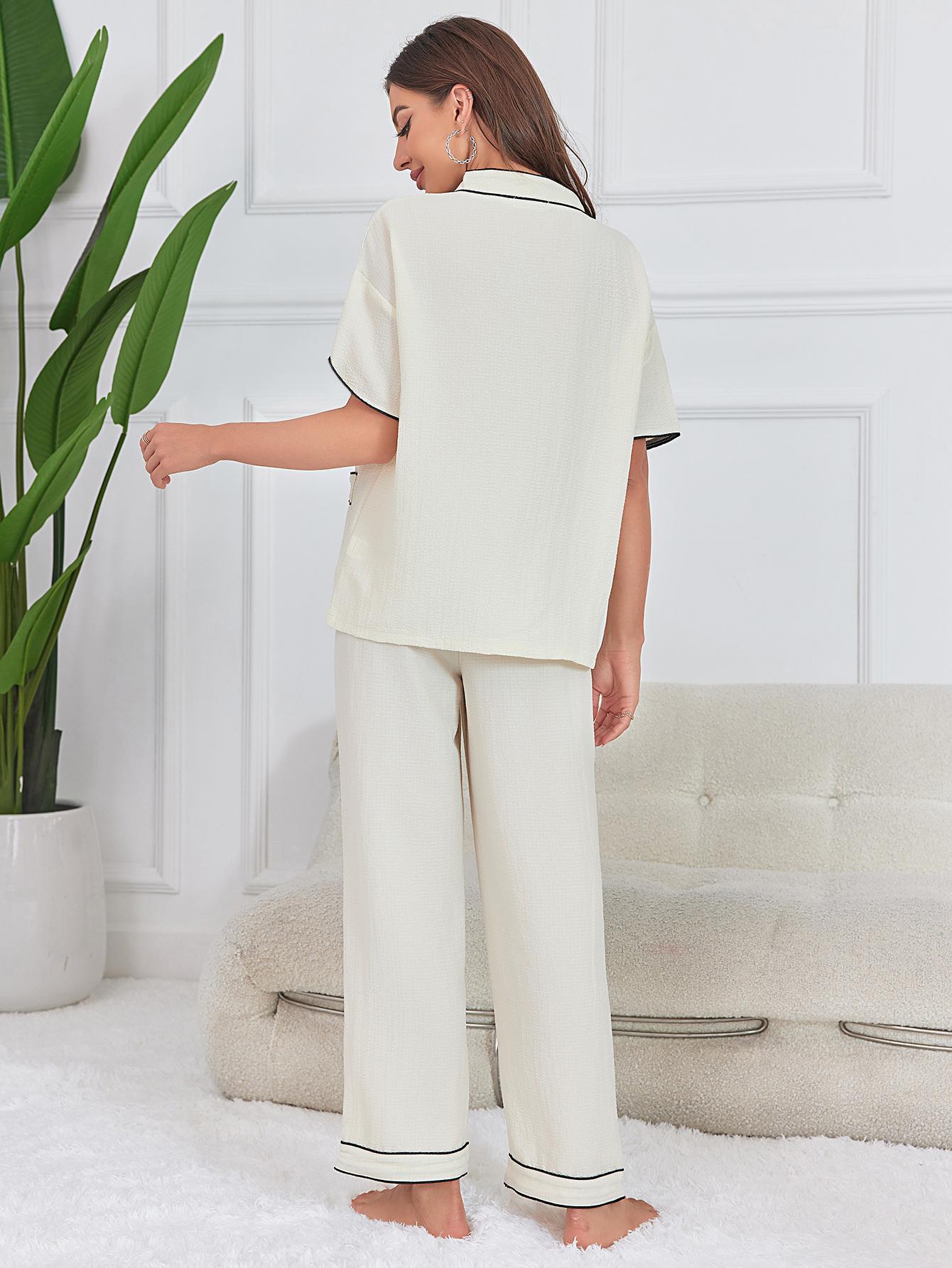 Ladies' 2-Piece V-Neck Suit with Loose Fit Trousers