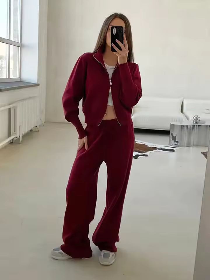 Ladies' 2-Piece Sweater Outfit with Short Coat