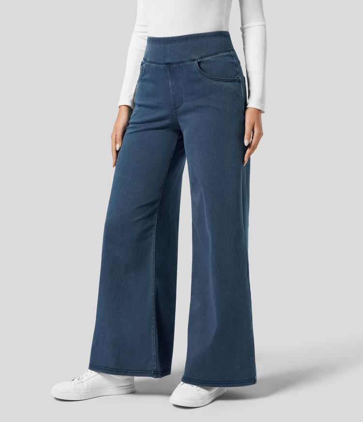 Comfortable Women's Wide Leg Stretch Pants - Nocini