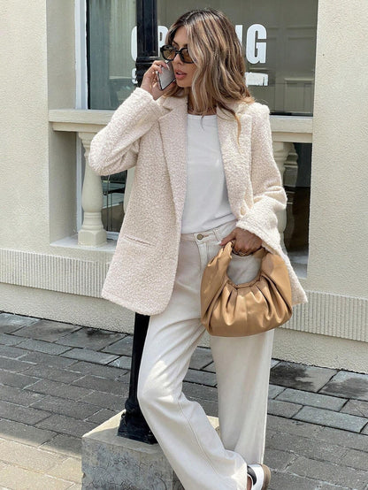 Ladies' Textured Coat with Notched Collar