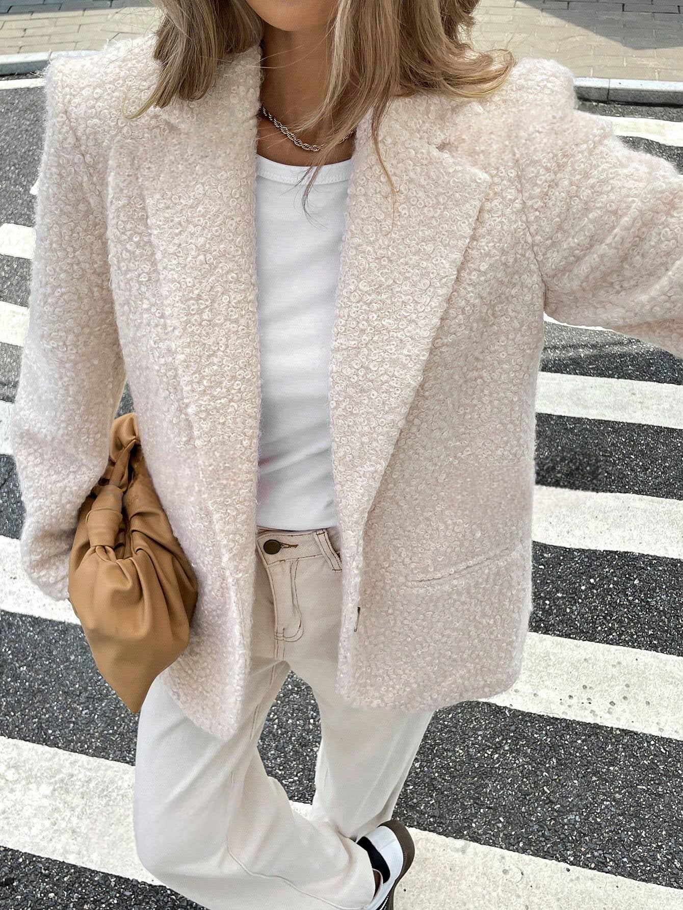 Ladies' Textured Coat with Notched Collar