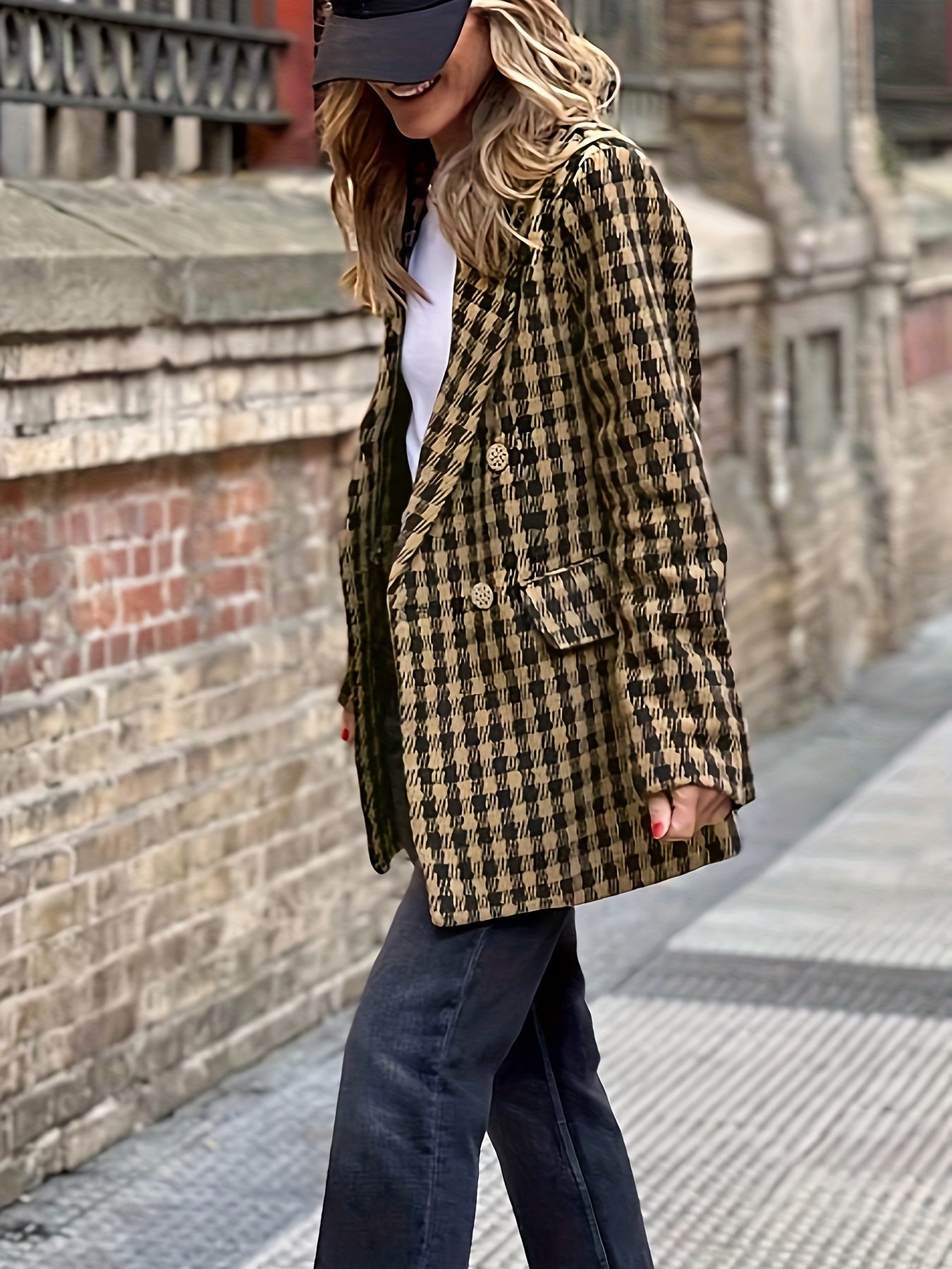Classic Houndstooth Women's Button Jacket