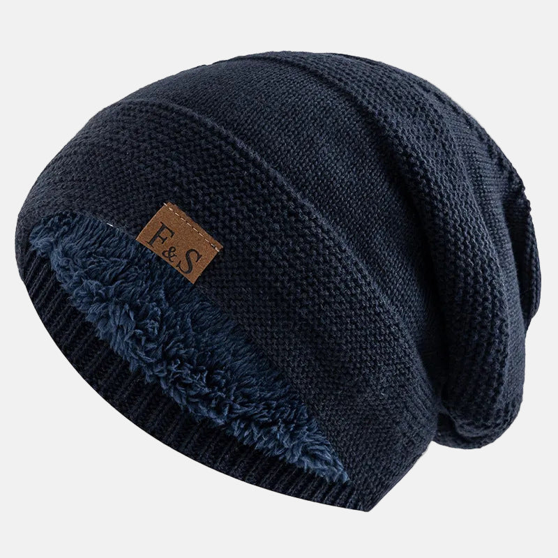 Soft Fleece Slouch Beanie with Ribbed Brim