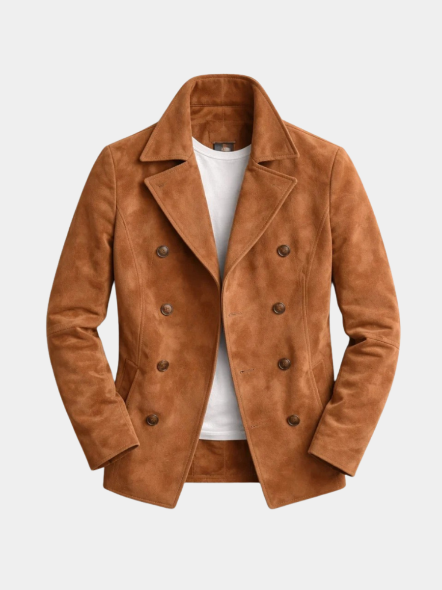 Classic Men's Navy Double Breasted Coat - Olytrend