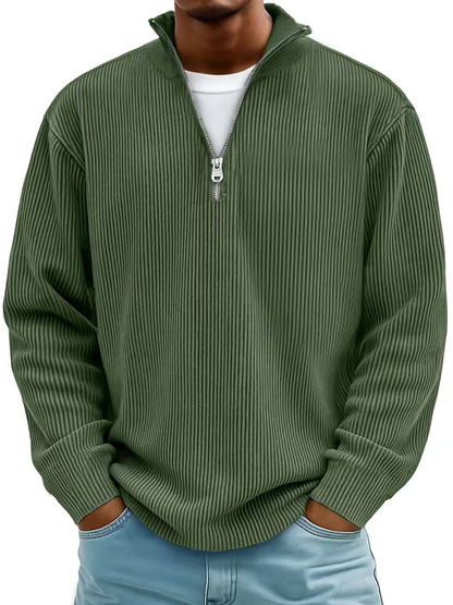 Image of David | Men's Half-Zip Ribbed Sweater