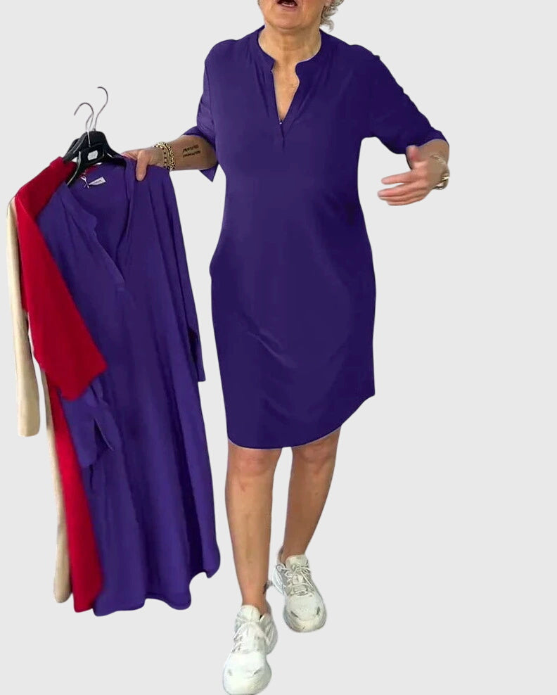 Classic Fit V Neck Mini Dress