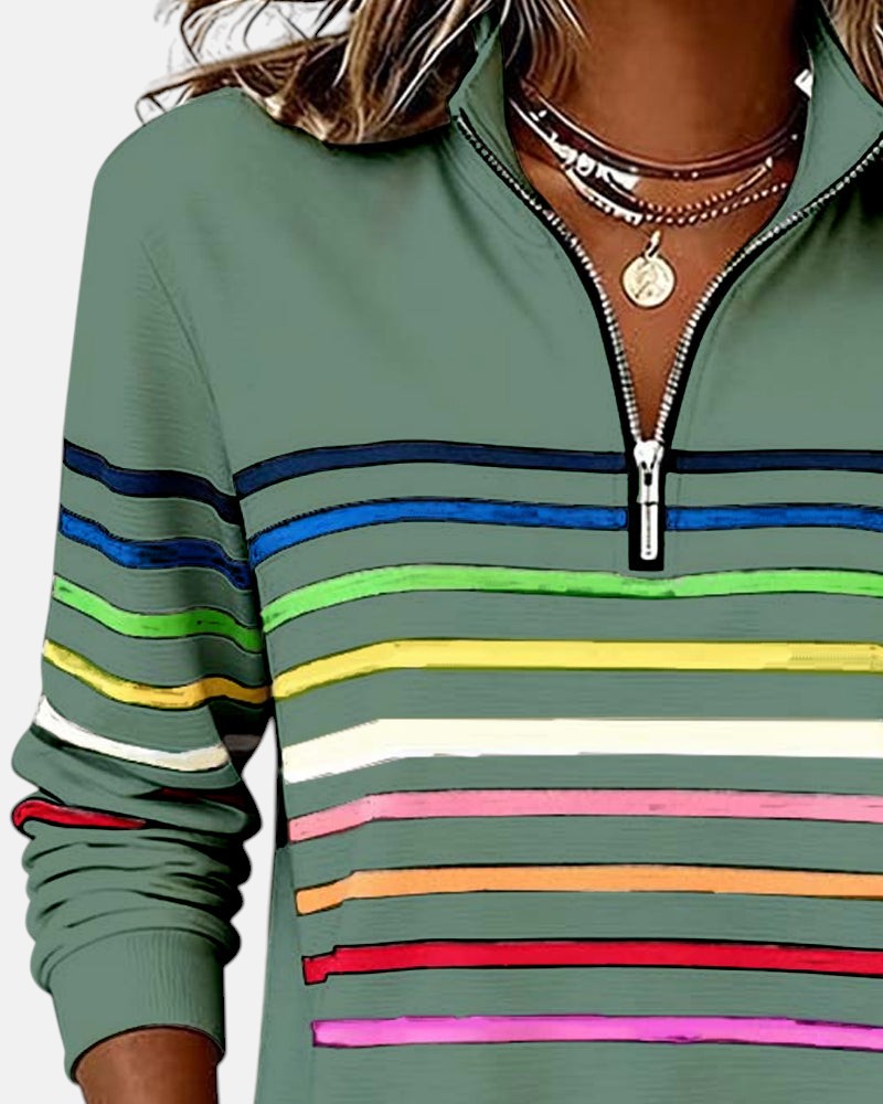 Colorful Striped Zip Up Hoodie