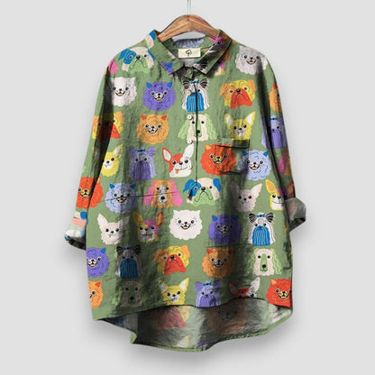 Ladies Dog Pattern Casual Tee