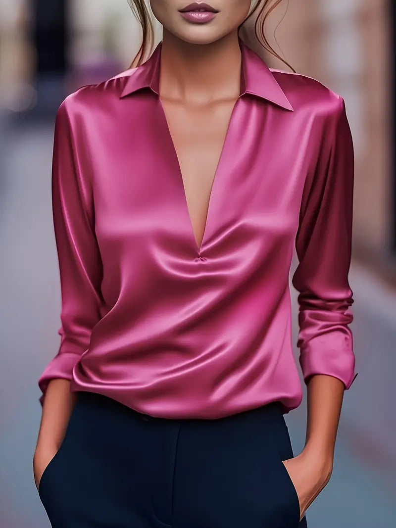 Luxury Deep V Neck Women's Blouse
