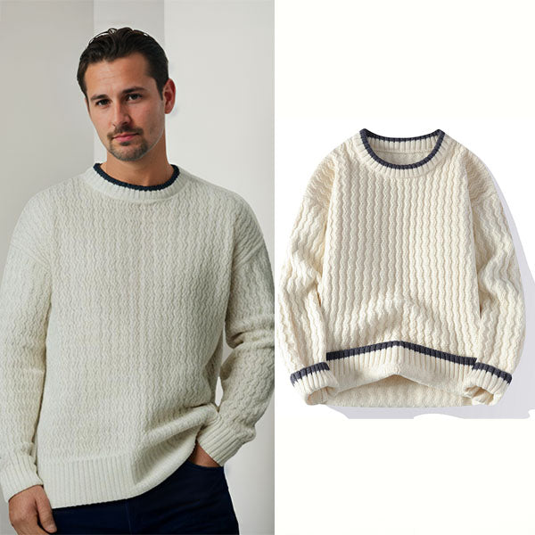 Casual Fit Crew Neck Striped Sweater