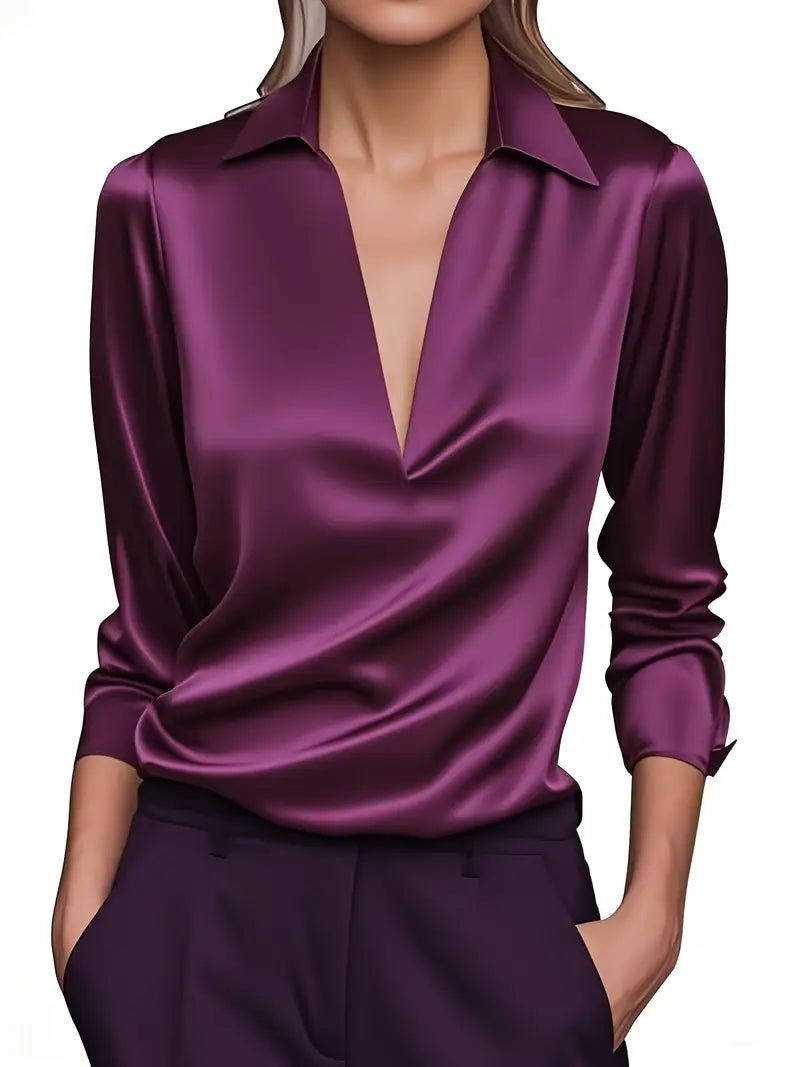 Luxury Deep V Neck Women's Blouse