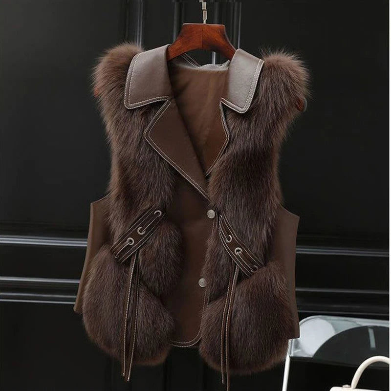 Classic Fit Fur Trim Gilet Jacket