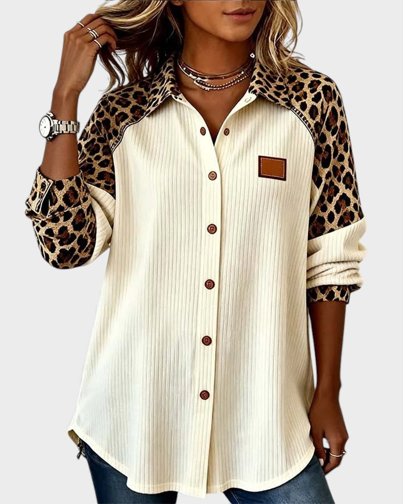 Women's Leopard Print Classic Fit Shirt - Olytrend