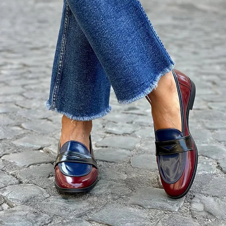 Comfortable Slip On Two Tone Loafers For Women - Olytrend