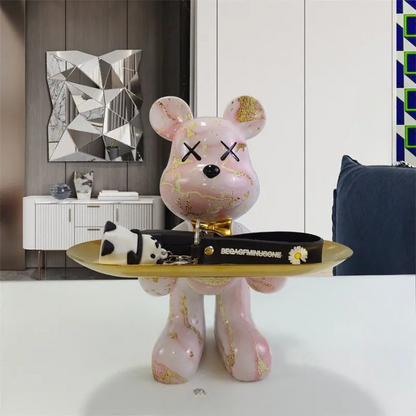 Decorative Storage Figure – Bruno Table Bear-Light pink-The Livary