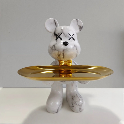 Decorative Storage Figure – Bruno Table Bear-Marble-The Livary