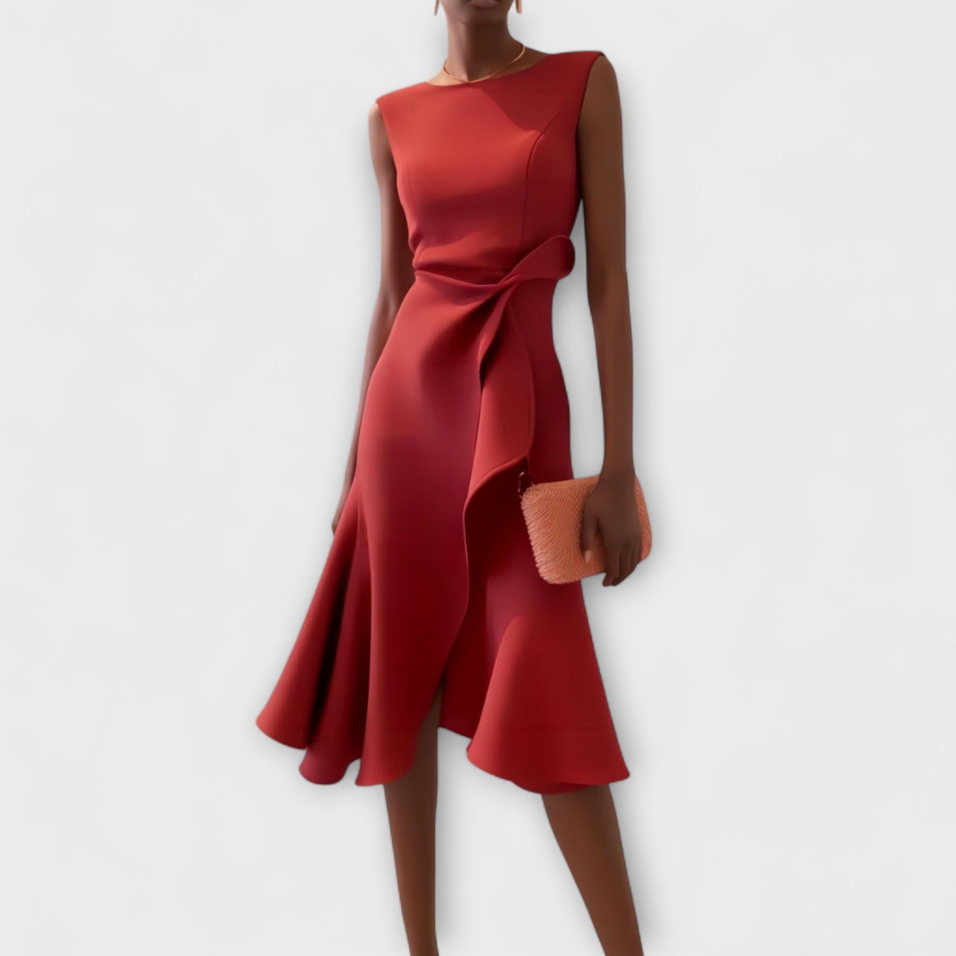 Elegant Ladies' Strapless Wrap Midi Dress - Olytrend