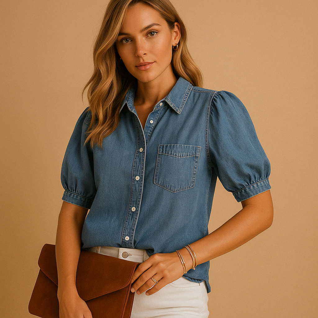 Classic Blue Jean Shirt for Ladies - Nocini