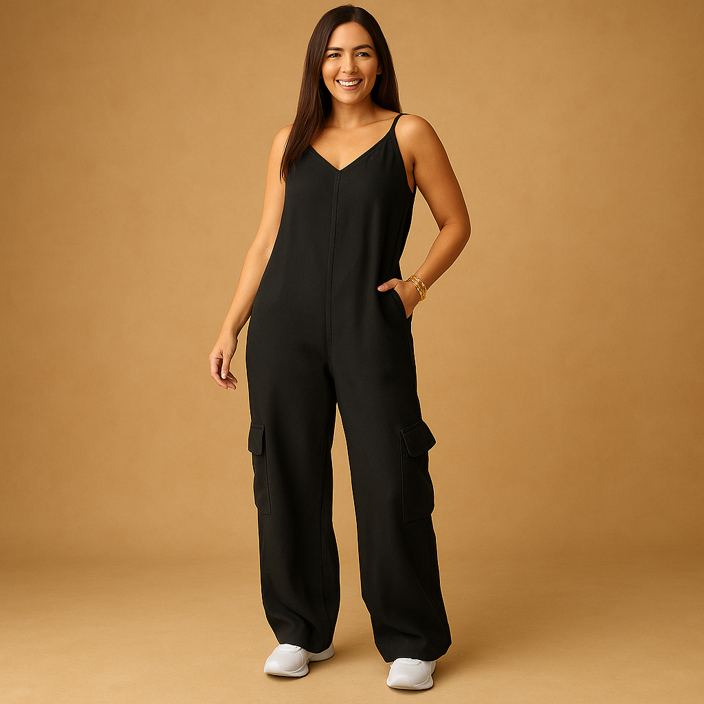 Women's Blue Jeans Jumpsuit with Cut Out Back - Nocini
