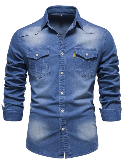 Classic Blue Men's Jean Shirt - Pexav