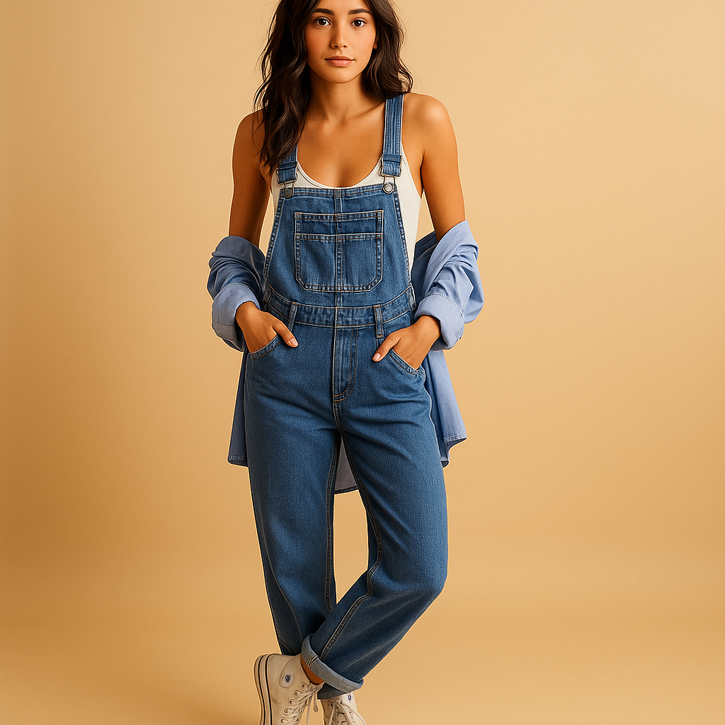 Women's Classic Blue Jean Overalls - Nocini