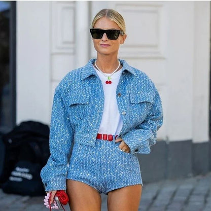 Sparkly Embellished Jean Outfit - Pexav