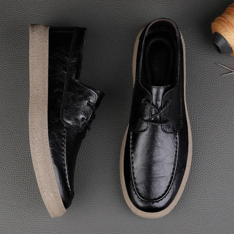 Breathable Perforated Leather Slip On Shoe