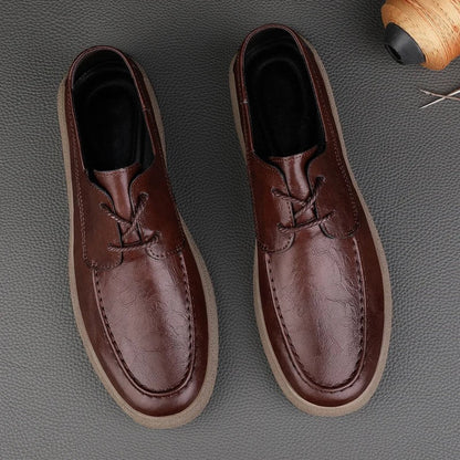 Breathable Perforated Leather Slip On Shoe