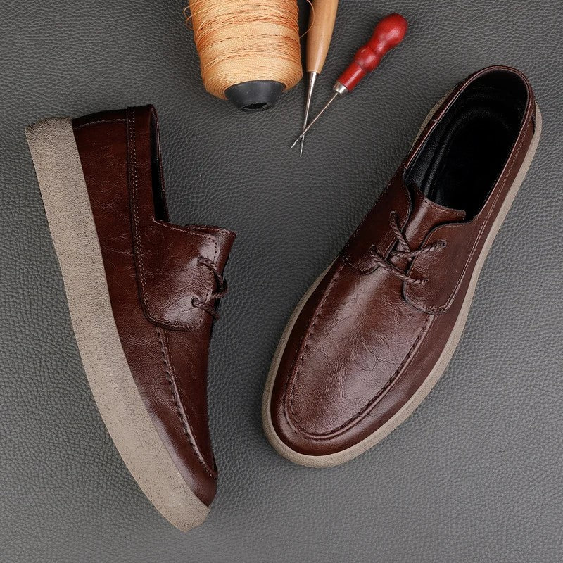 Breathable Perforated Leather Slip On Shoe