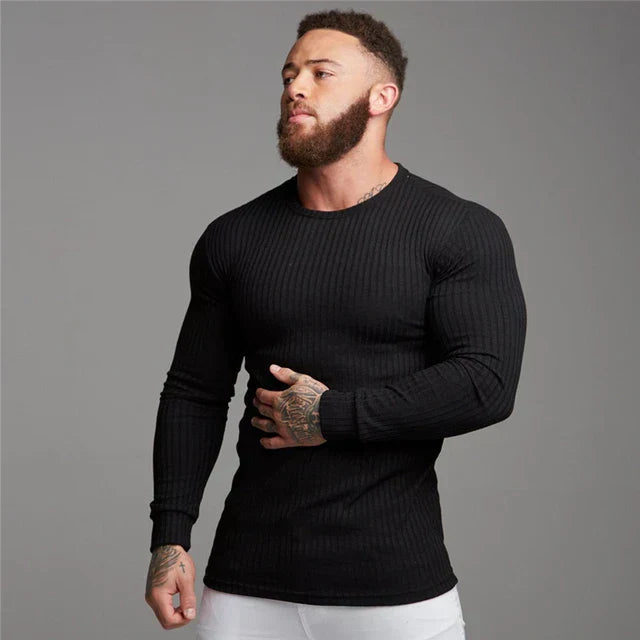 Classic Men's Ribbed Crew Neck Sweater - Olytrend
