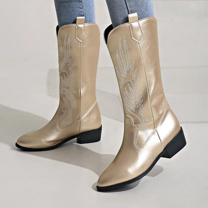 Fashionable Purple Pointed Toe Cowboy Boots for Women
