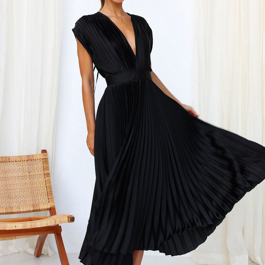 Calista | Ladies' Chic Ruffled V-Neck Mid Length Dress
