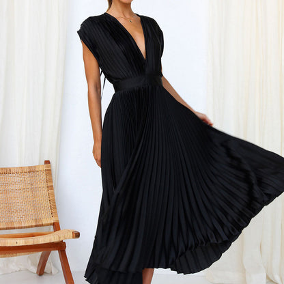 Calista | Ladies' Chic Ruffled V-Neck Mid Length Dress