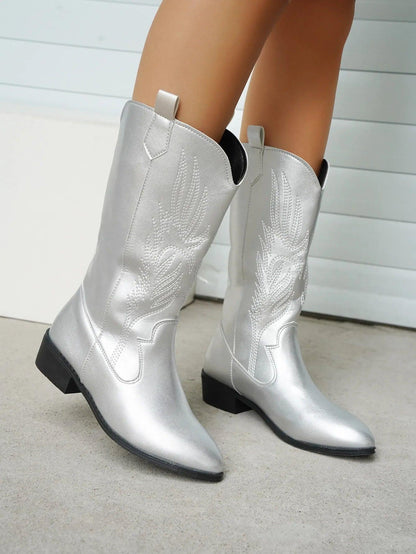 Fashionable Purple Pointed Toe Cowboy Boots for Women