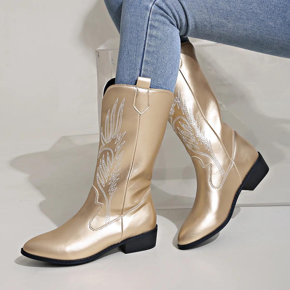 Fashionable Purple Pointed Toe Cowboy Boots for Women - Nocini