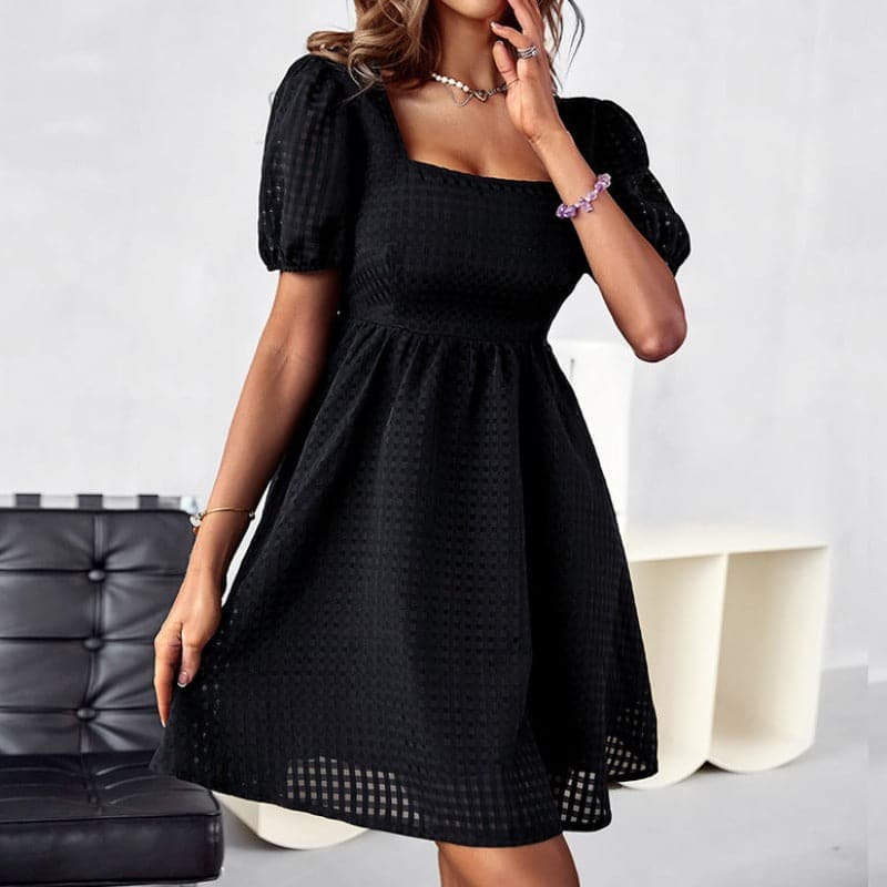 Feminine A-Line Dress with Short Sleeves
